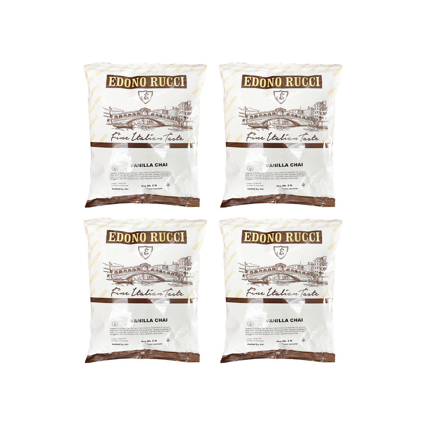  Edono Rucci Vanilla Chai Tea Latte 4 Bags (2 Lbs Each)