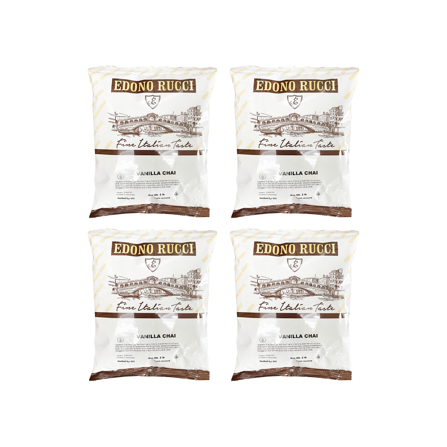  Edono Rucci Vanilla Chai Tea Latte 4 Bags (2 Lbs Each)