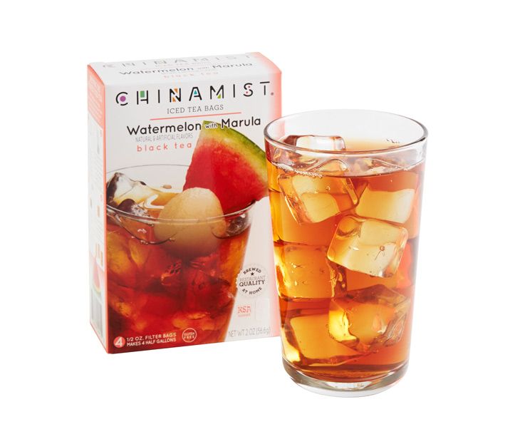  China Mist Naturally Flavored Watermelon W/ Marula Iced Tea Bags, 4-Count Box, Each Bag Yields 1/2 Gallon